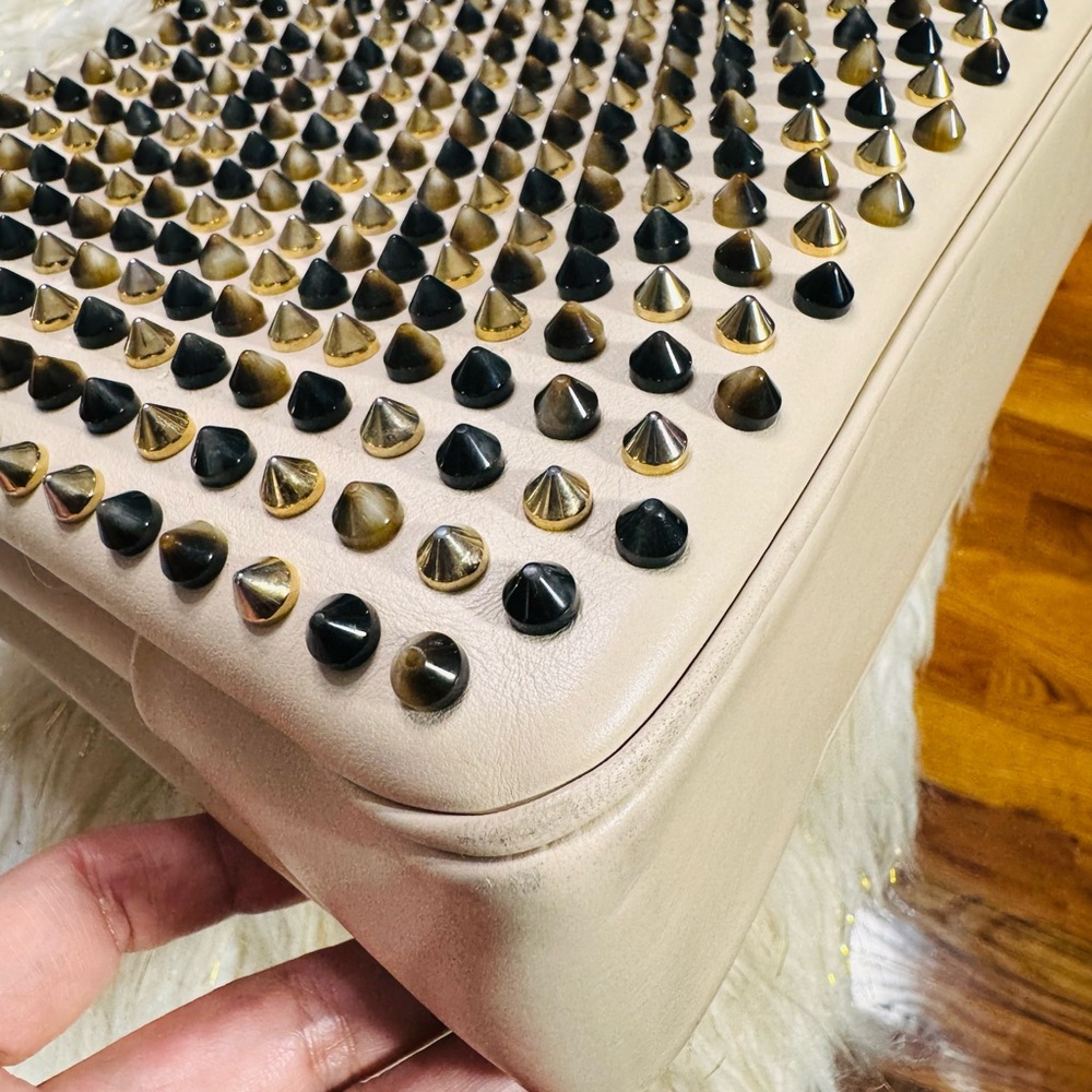 Christian Louboutin Cream and Gold 2ways Crossbody Bag with Studded Design - Picture 13 of 16